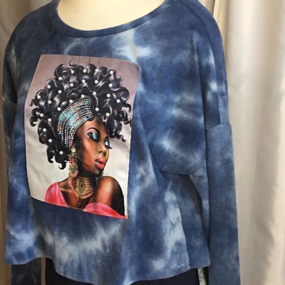 LOVE J crop long sleeve fleece in large DBR3 - Picture 8 of 13